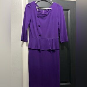 Purple Peplum Cowl Neck Sheath Dress